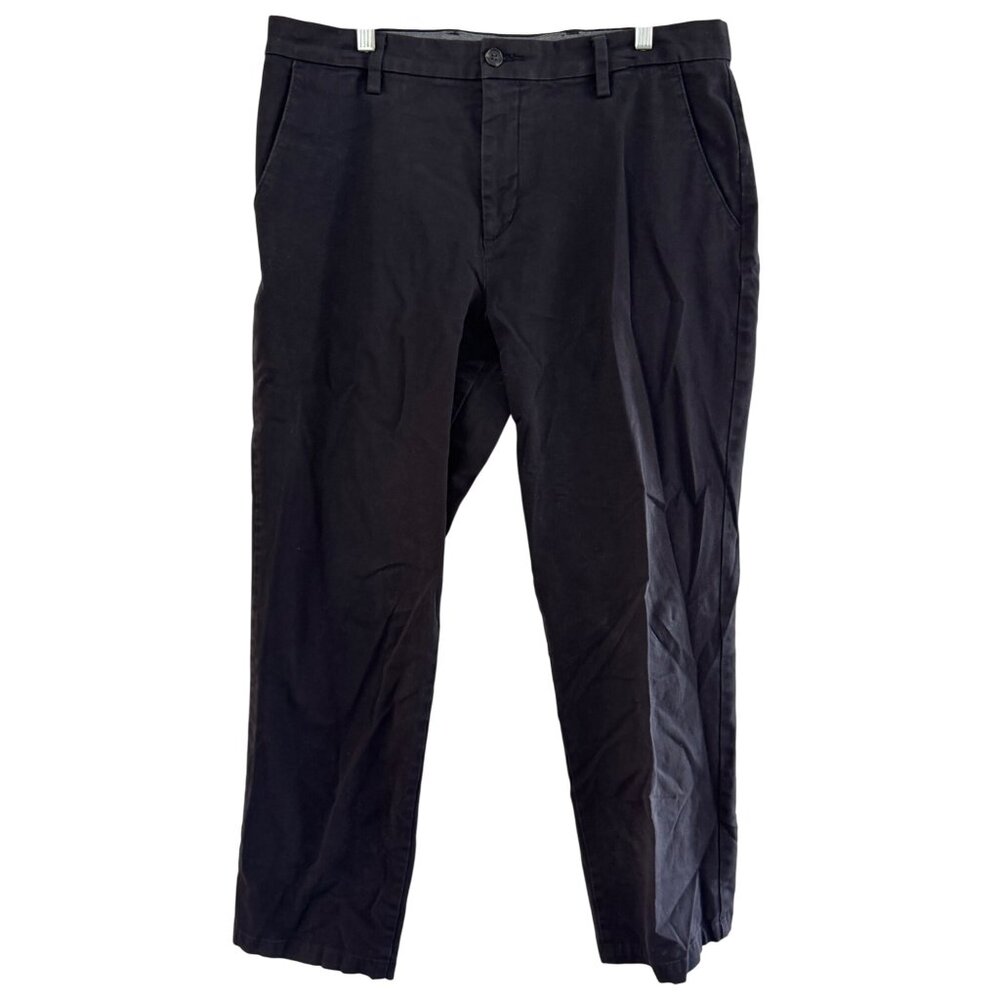 Dockers Mens Classic Fit Black Chino Pants Size 40 x 31 Flat Front Cotton Blend